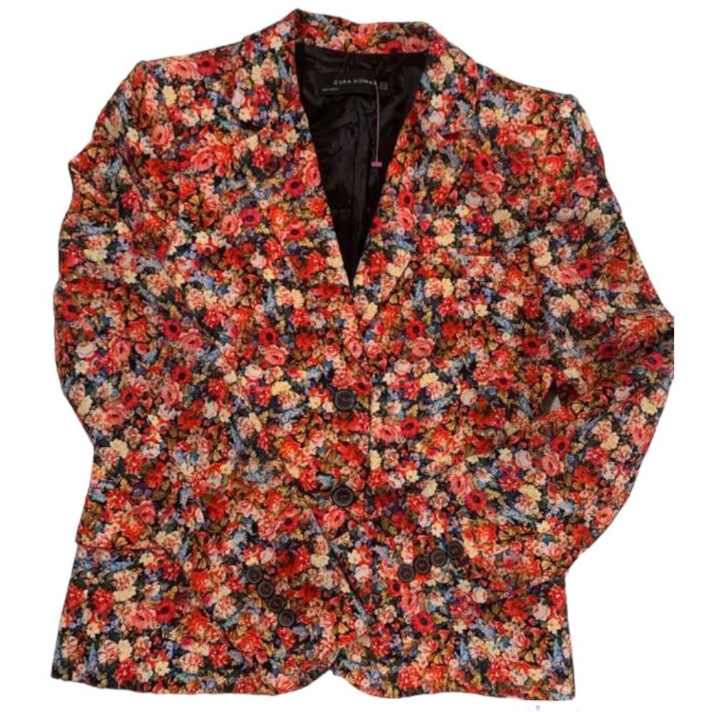 ZARA woman lightweight floral blazer size small - Picture 3 of 7